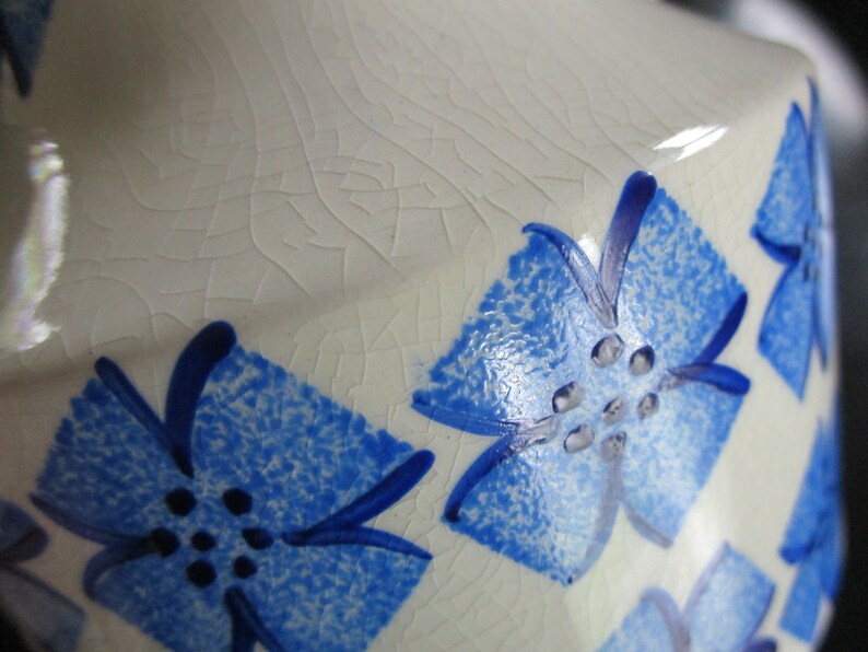 Made in Stratford England Mid Century Modern Design with Blue Fowers Arthur Wood Teapot