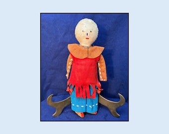 Vintage Tuscarora Doll, 10 Inches, Tanned Leather, circa 1950, As Is Condition