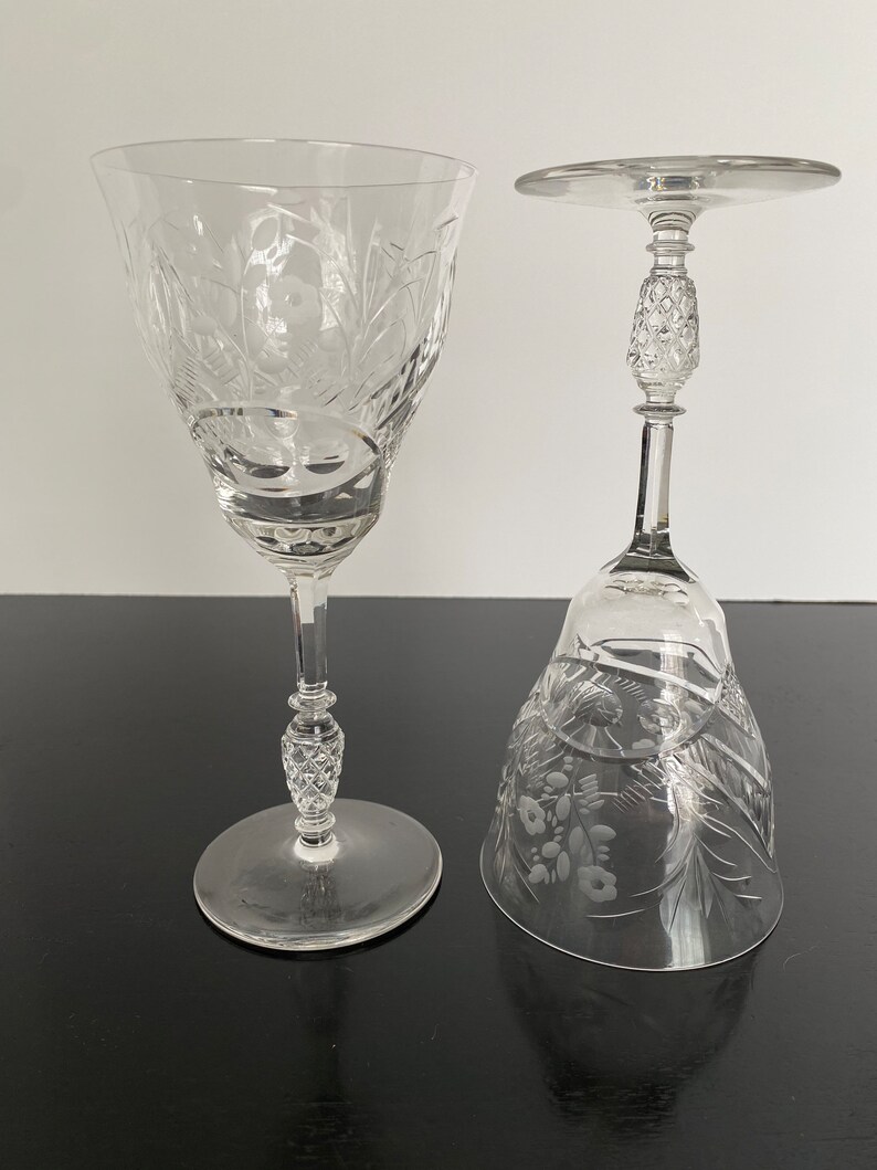 Four Interlaken Wine Glasses / Water Goblets by Rocke Sharpe Etsy