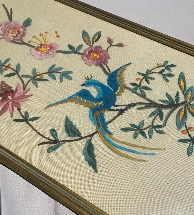 Bird of Paradise Crewel Embroidery Large Framed Needlework on Etsy