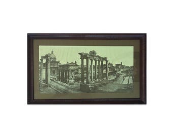 Fotografia antica del Foro Romano, stampa in bianco e nero incorniciata di Roma, 35 pollici, circa 1920