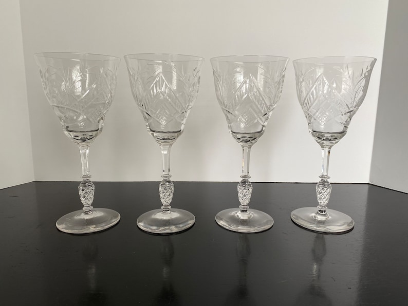 Four Interlaken Wine Glasses / Water Goblets by Rocke Sharpe Etsy