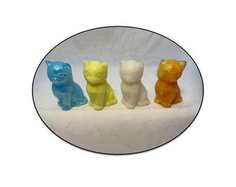 Boyd's Crystal Art Glass Miss Cotton the Cat Set, Four Glass Figurines
