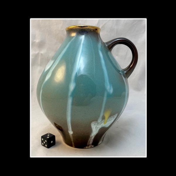 Carstens Tonnieshof West German Vase / Pitcher, 7 Inches, No. 650-17, Blue Mid-Century Modern German Ceramic, circa 1960s