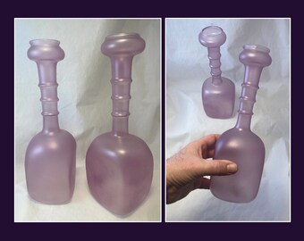 Ensemble de vases en verre Neker Art : verre de studio rose soufflé à la main, fabriqué en Israël