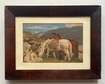 Antique Scottish Highlander Watercolor Painting: A. Smart, Circa 1890