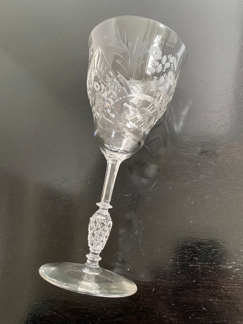 Four Interlaken Wine Glasses / Water Goblets by Rocke Sharpe Etsy