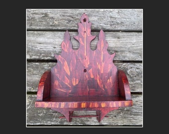 Vintage Black Forest Wall Shelf: Gothic Cottagecore Folk Art Decor