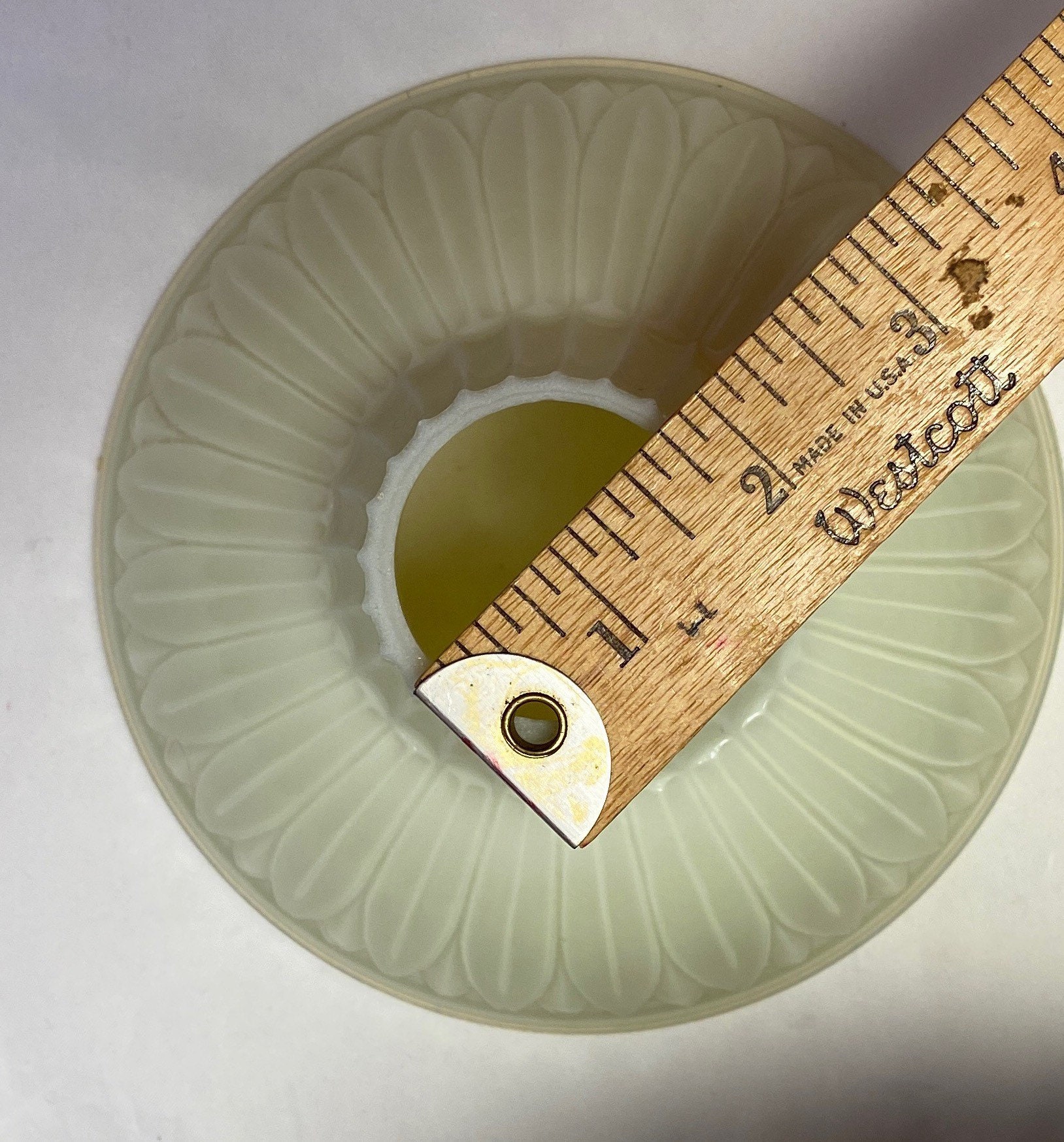 Four Vintage Custard Glass Embossed Slip Shades Circa Etsy