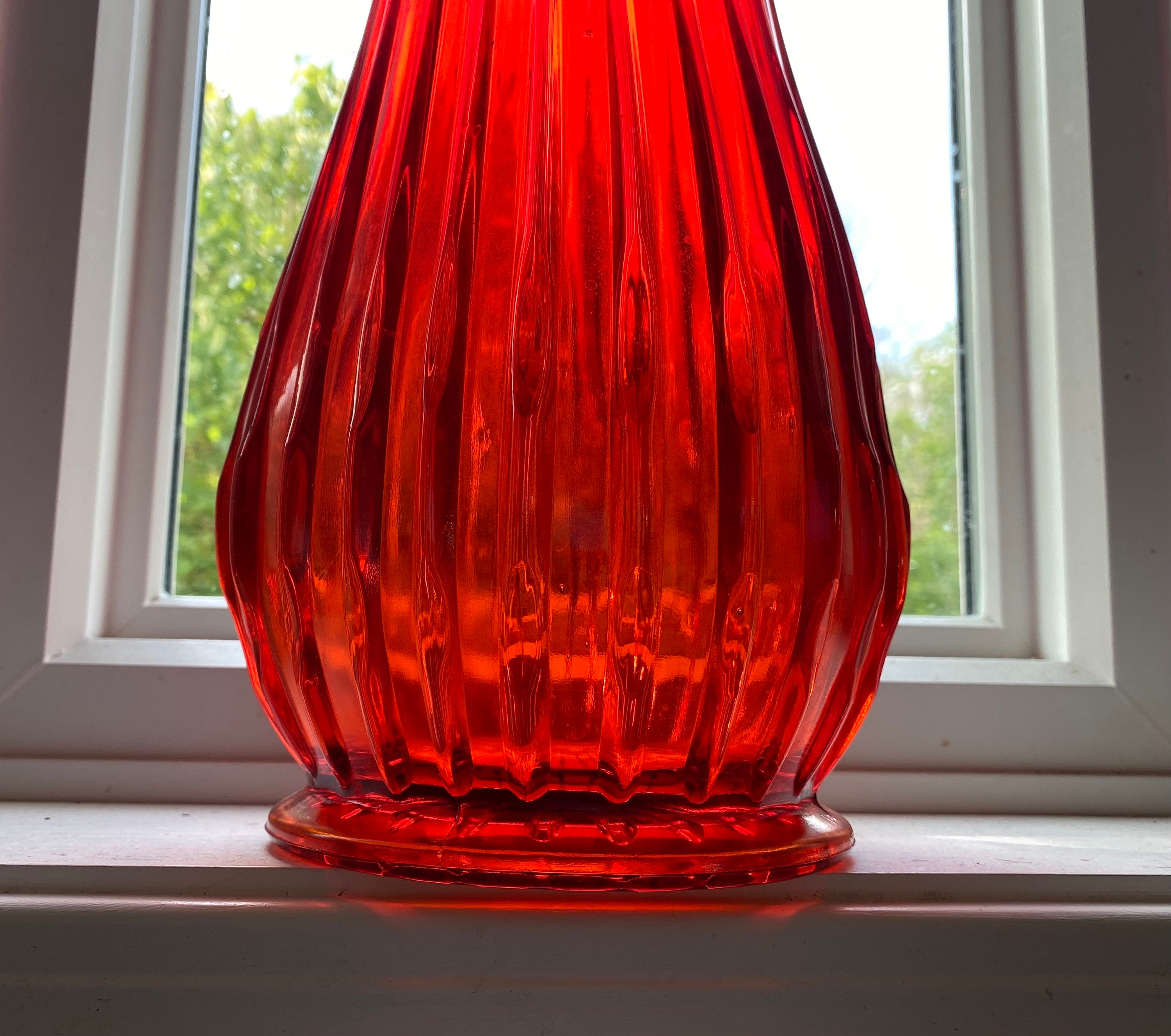 Red L E Smith Red Ribbed Swung Vase Outstanding 22 Inch Tall Etsy