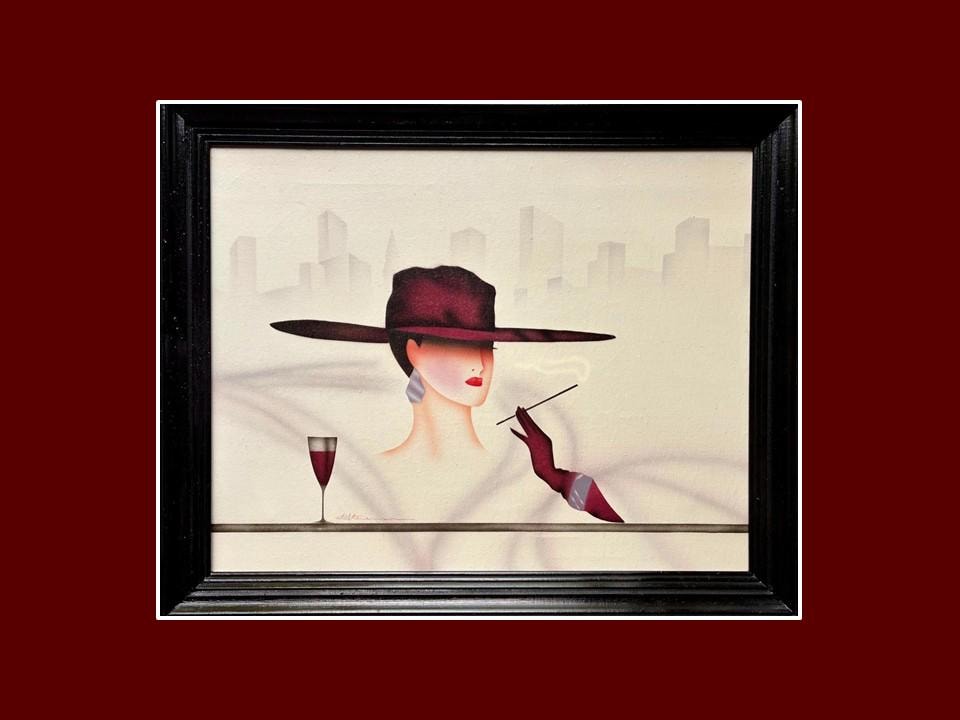 アート・デザイン・音楽 An Vogelhausen Mangelt Es Jedoch Nicht 1980s Art Deco Revival Acrylic Painting by L Stevenson, Erik