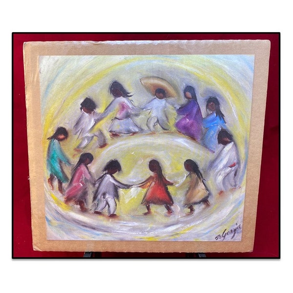 Los Ninos Midcentury Print by Ted DeGrazia, Calendar Print w Certificate of Authenticity, Original Plastic Wrap, Unframed