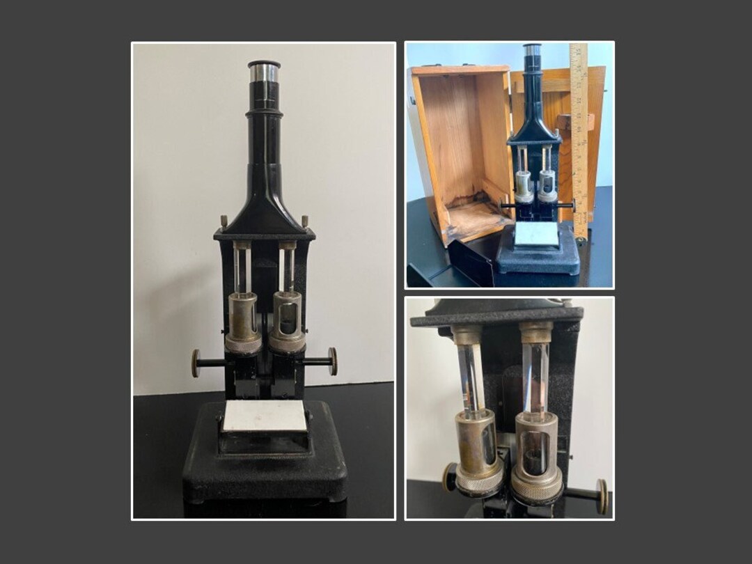 Antique Bausch & Lomb Duboscq Colorimeter Microscope W Wood Case, Circa ...