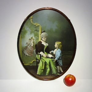 Antique Photograph in Oval Portrait Frame, Victorian Portrait of Mother and Son, Oval Portrait Frame, Steam Punk Frame, Colorized Photo