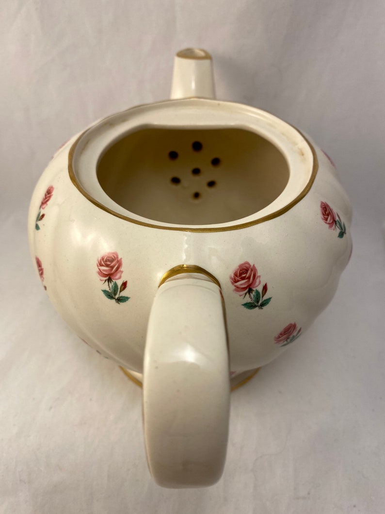 Sadler White Swirled Ditsy Pink Roses Teapot Hand Decorated Etsy