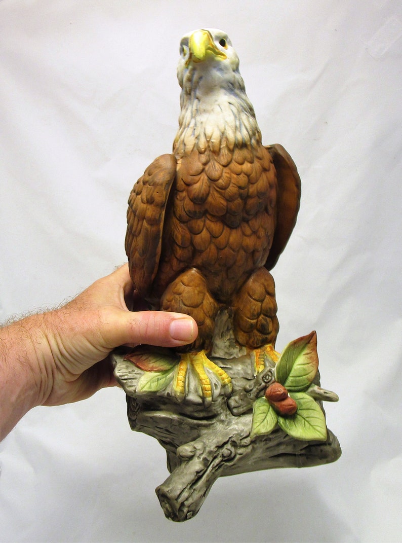 Large Bald Eagle Figurine Vintage Norleans Porcelain Bisque Etsy