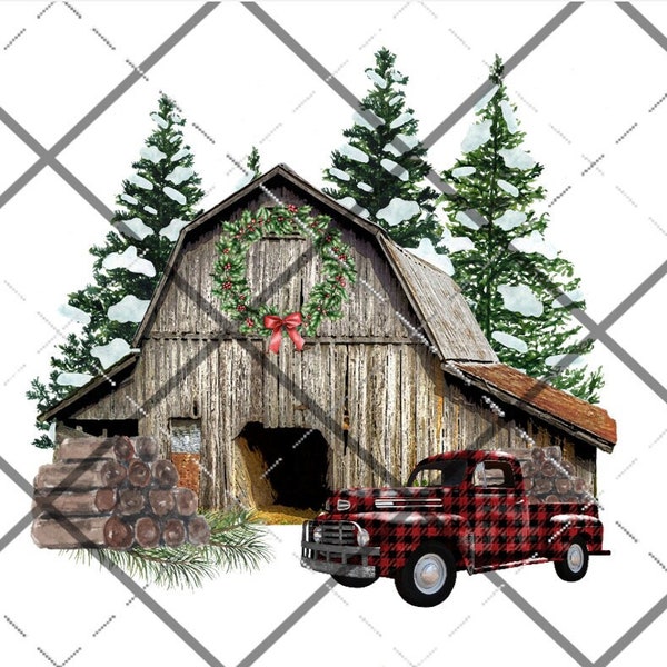 PRINTED - Christmas Barn Waterslide Decal, Christmas Waterslide, Winter Barn, Popularr, Waterslides for Tumblers, White, Dark Tumblers