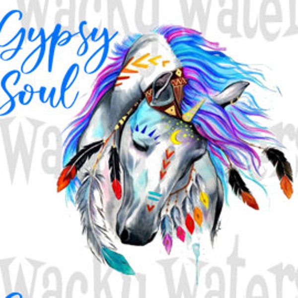 PRINTED - CLEAR Gypsy Soul Horse Waterslide for Tumblers, Popular Water Slide, Water Slide Decal, Tumbler Decal, Horse Waterslide