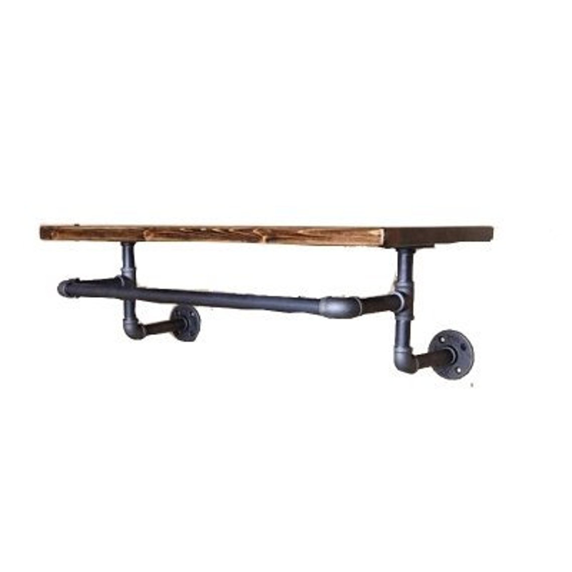 Industrial Pipe Shelves Wall Mounted Clothing rack Rustic Etsy