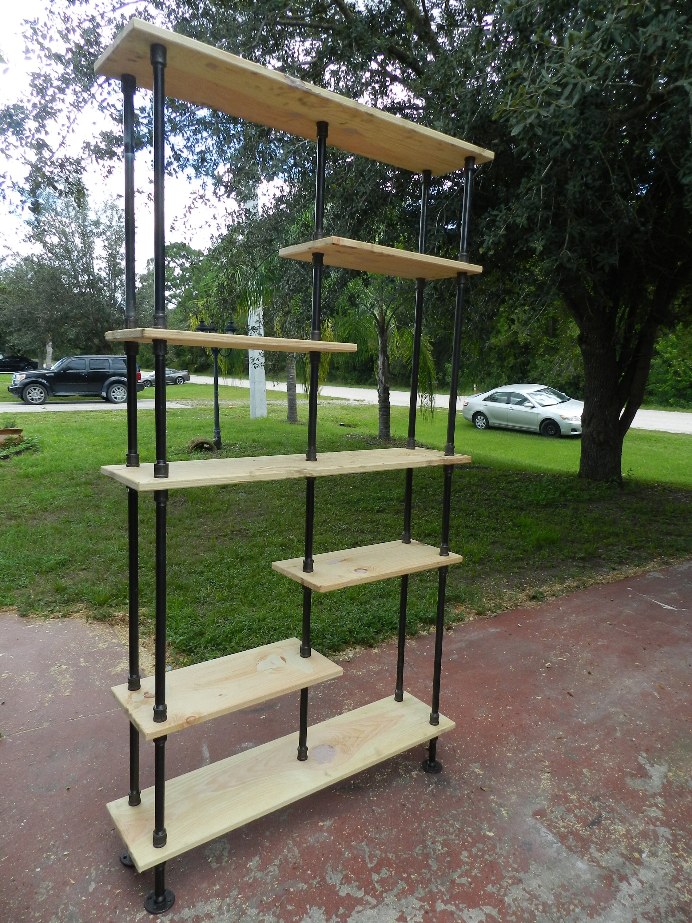 7 Tiers Shelf Bookcase Iron Pipe Shelve Pipe TV Stand Modern Etsy