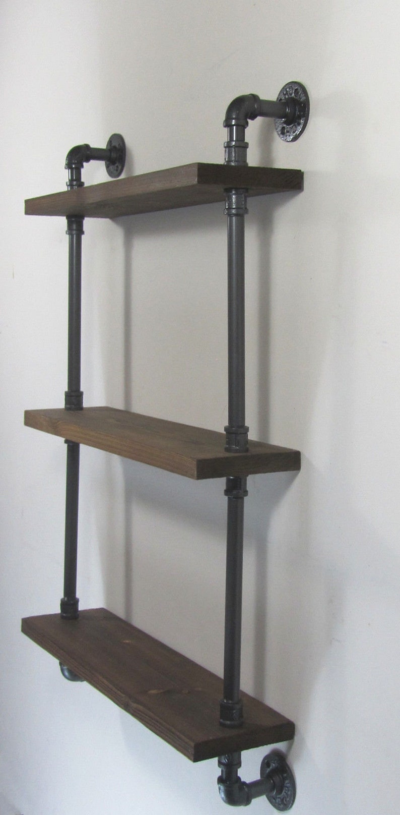 Three Tiers shelve shelf wood iron pipes frame rustic shelve Etsy