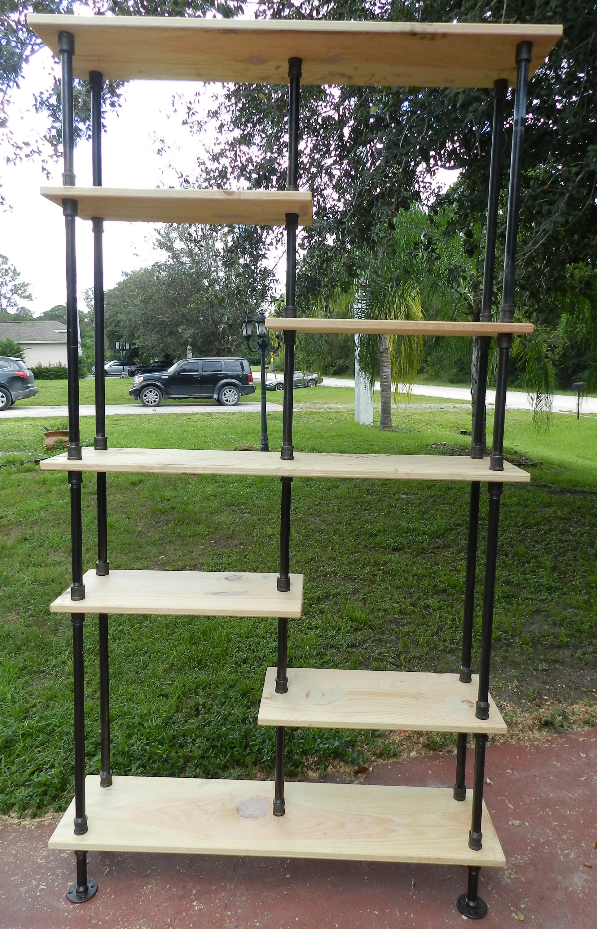 7 Tiers Shelf Bookcase Iron Pipe Shelve Pipe TV Stand Modern Etsy