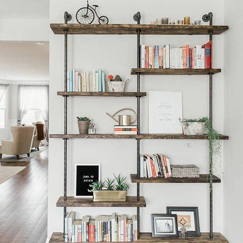 7 Tiers Shelf Bookcase Iron Pipe Shelve Tv Stand Modern 7 Tiers Shelf Bookcase Iron Pipe Shelve Tv Stand Modern Image 0