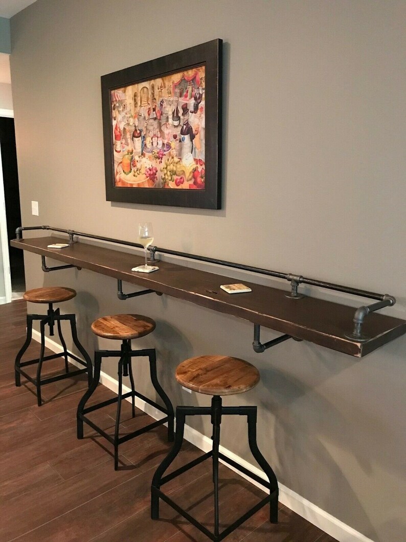 Bar Top Shelve wood Iron Industrial Shelve Bar Shelf Computer Etsy