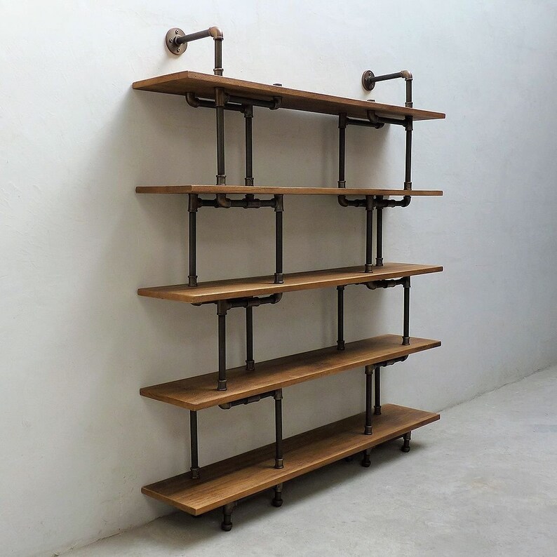 5 Shelf Bookcase Iron Pipe Shelve Pipe Shelves Industrial Pipe Etsy
