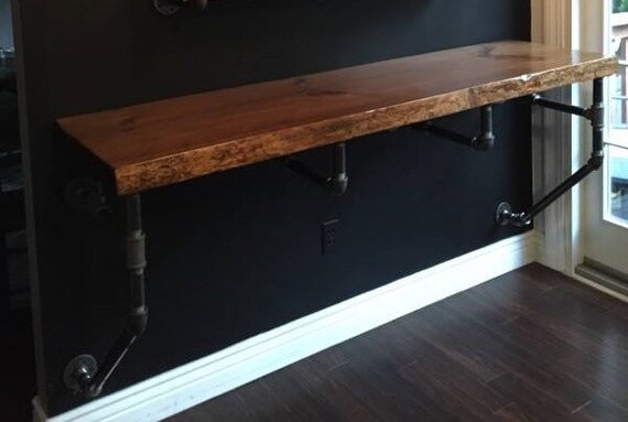Bar Top Shelve Wood Iron Industrial Shelve Bar Shelf Computer Etsy