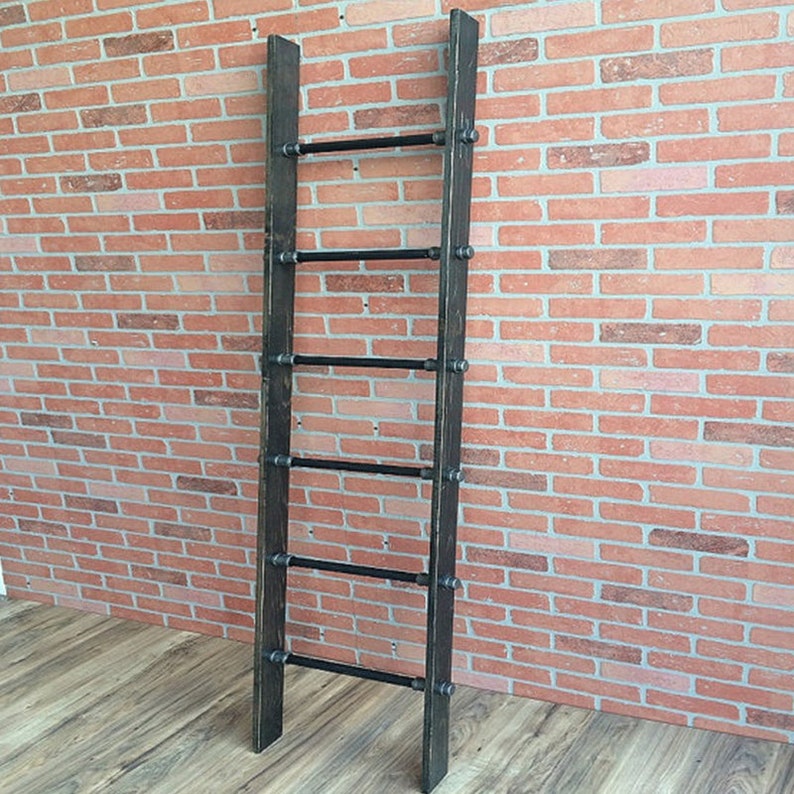 Industrial Pipe Ladder Display Made in Solid Wood and Iron Etsy