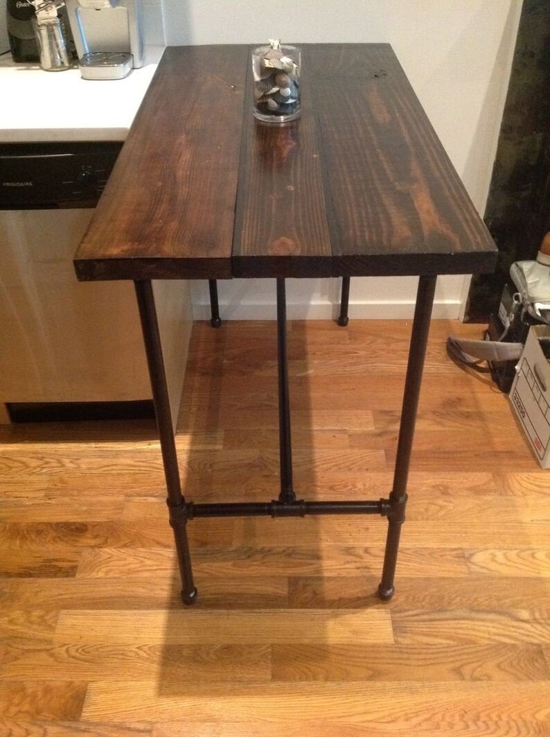 Industrial Pipe and Solid Wood Chic Bar Table Island Table Etsy