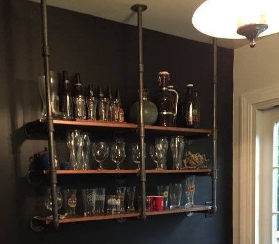 Bar Shelve 3 Tiers Wall Shelve Ceiling To Wall Mounted Iron Etsy