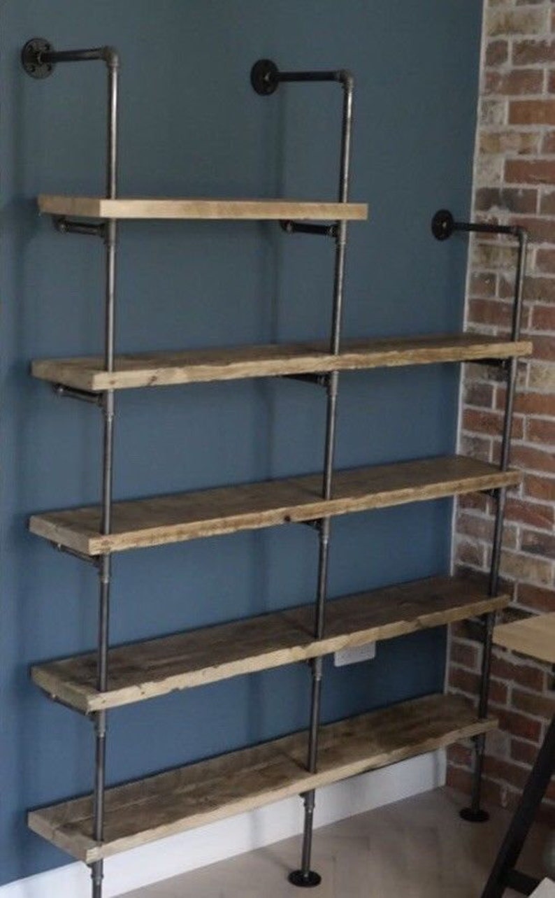 5 Shelve Bookcase Iron Pipe TV Stand Storage Shelve Wall Unit Etsy