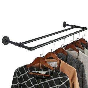 DIY Industrial 12/'/' Depth Iron Pipe Bracket Handle Clothing Rack Rod Towel Rail Wall Mounted Floating Pipe Shelve Hanging Free Shipping