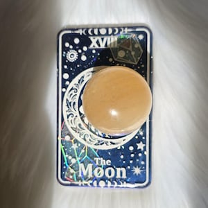 Sphere Holder, Moon Tarot Card, Crystal, Color Shifting, Holographic, Marble Stand, Divination, Sphere Holder, Crystal display, Cartomancer