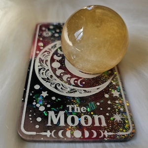 Support de sphère de cristal, Carte de tarot lune, Présentoir en cristal, Présentoir en marbre, Support en marbre, Décoration d'autel, Objets magiques, Arcanes majeurs, Divination
