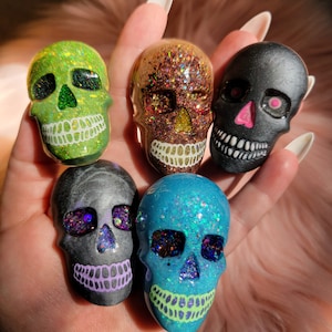 2&quot; Skull Magnet, Handmade, Sparkly, Glitter, Skull Lover, Hand painted, Gothic, Halloween, Spooky Decor, Office Decor, Dorm, Kitchen