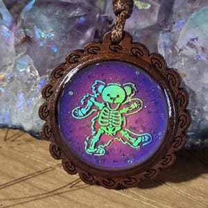Grateful Dead Mood Pendants, Color Changing, Dancin&#39; Skelly Bear, The Dead, Jam Band, Necklace, Jewelry, Jerry Garcia, Stealie, Deadhead