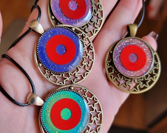 PHISH Mood Pendants, Necklace, Red Foil Donut, Star Base, Jam Band, Necklace, Jewelry, Trey Anastasio, Jon Fishman, Mike Gordon, Phish Fan