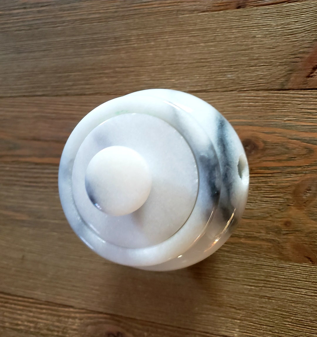 White Marble Garlic Keeper Etsy