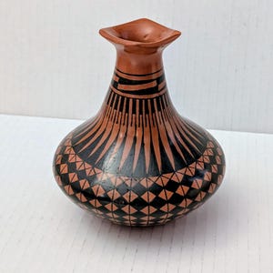 Signed Luis Ponce Hand Painted Pottery Vase | Southwestern Tribal Ceramic Art