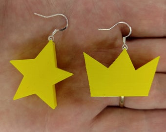 Fairly Odd Parents Earrings / Crown and Star Wand Jewellery / Girlfriend Gift/ Cosplay Nickelodeon