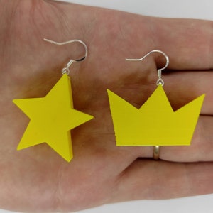 Fairly Odd Parents Earrings / Crown and Star Wand Jewellery / Girlfriend Gift/ Cosplay Nickelodeon