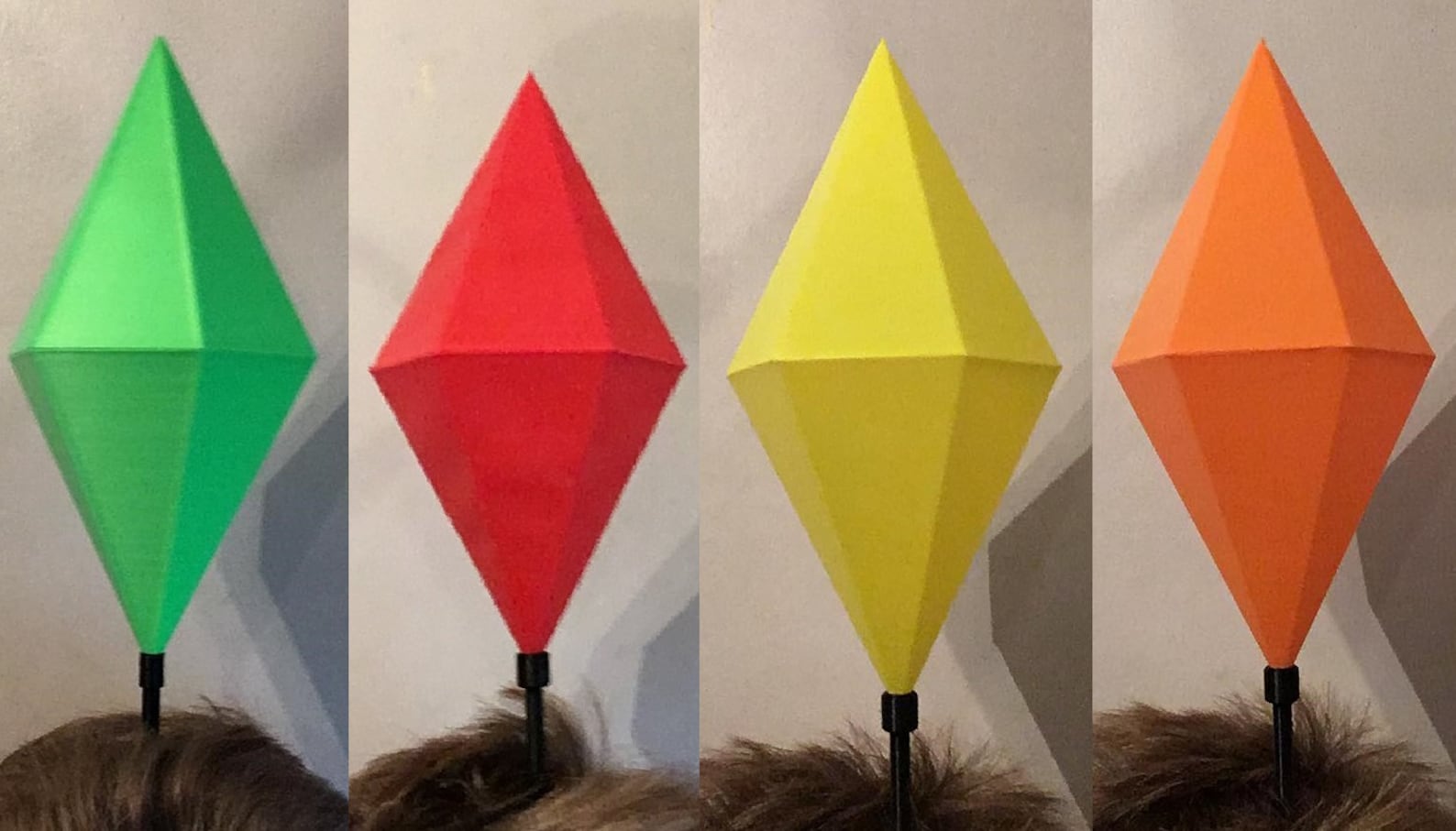 4 X HUGE Sims Plumbob Headband PARTY PACK / Life Size Light up Mood