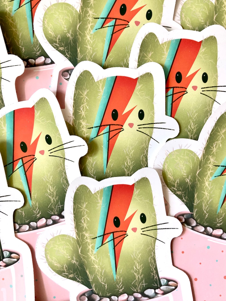 Stardust Cactus Vinyl Stickers Cute Nopal Cat Cactus Matte Etsy UK