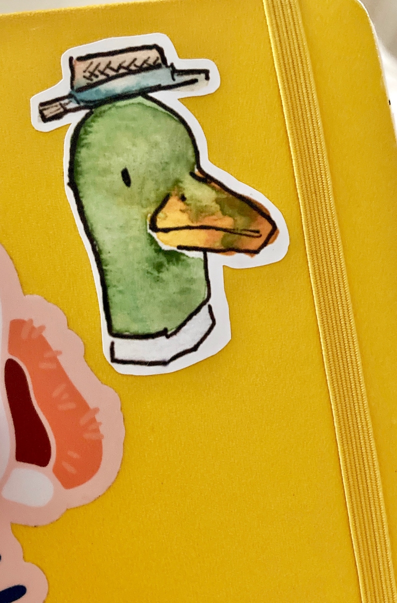6x4-in in size two sheets per order Cool Dapper Ducks vinyl sticker sheets of ducks illustrated using watercolors and ink pens
