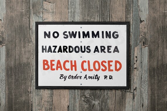 Beach Closed Sign Print Film Poster Beach Closed Jaws | Etsy