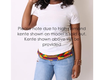 Kente/African Print Boyfriend Top - White