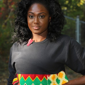 Afrikaanse Print/Kente Soft Warm Crop Sweater Kwasi Style afbeelding 3